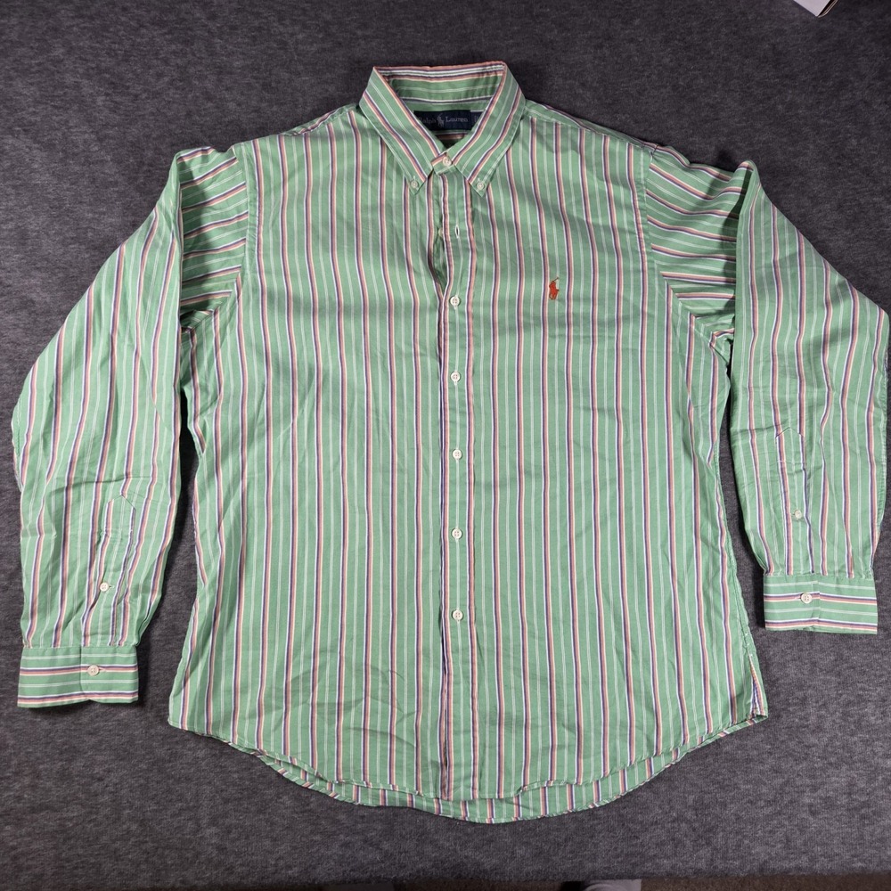Polo Ralph Lauren Shirt Mens Size XL Plaid Button Up Long Sleeve Green